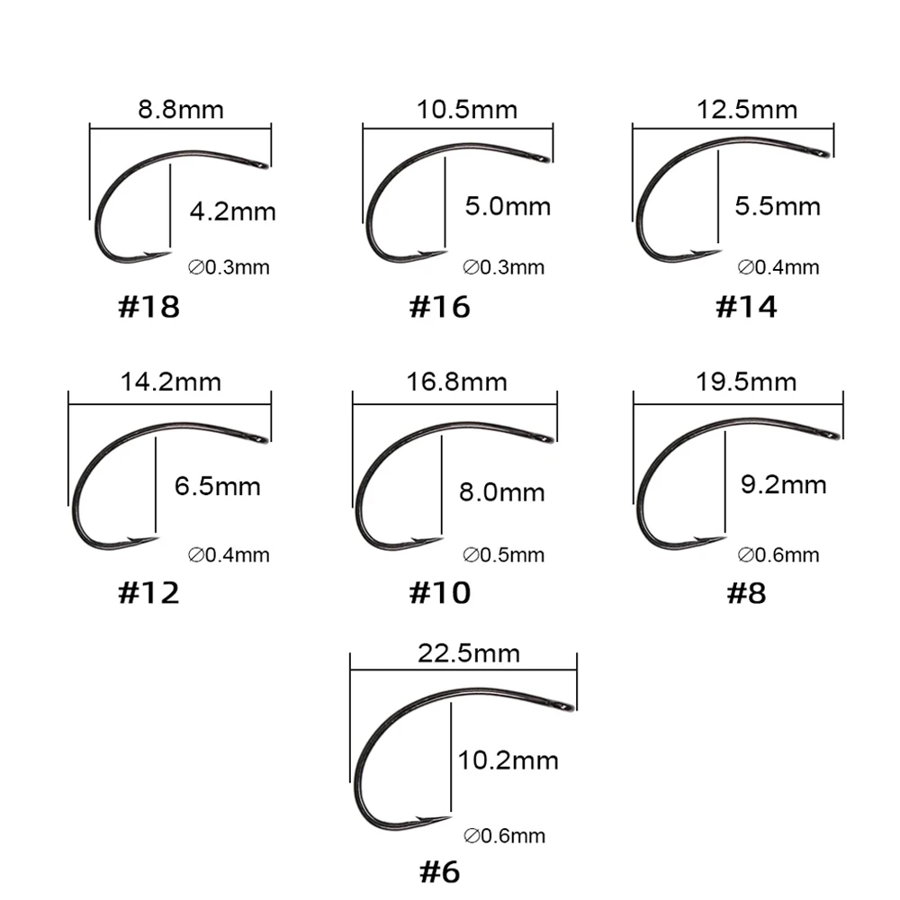 WIFREO-anzuelo de pesca con púas de gran espacio, gancho de atado de moscas, ojo recto, curva continua, anzuelos de pesca, 50 unidades - imagen 2