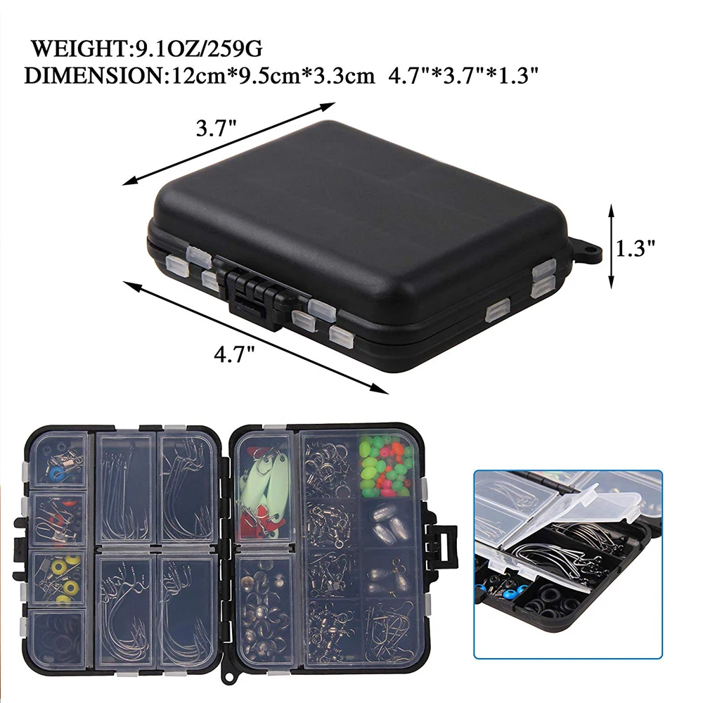 Accesorios de pesca, Kit de aparejos con ganchos, pesas de plomo, broches giratorios, toboganes de plomo, Wacky, juntas tóricas, cucharas, señuelos, cuentas, 204 unids/caja - imagen 4