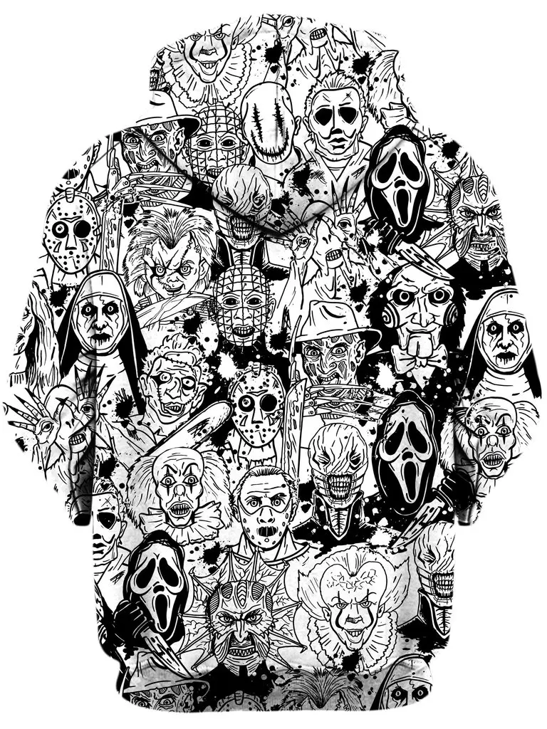 Sudadera con capucha de otoño para hombre con estampado 3D de películas de terror de cómics, chaqueta informal Unisex con cremallera, jersey de Halloween KJ628 - imagen 2