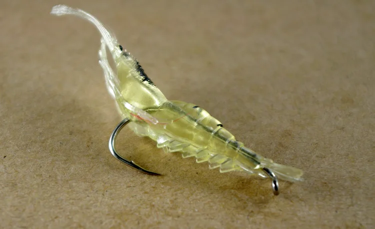 Pesca de 5cm, cebo suave de camarones, camarones de hierba brillantes, anzuelo de púas, pesca de día y noche, señuelos artificiales, lote de 4 piezas - imagen 3