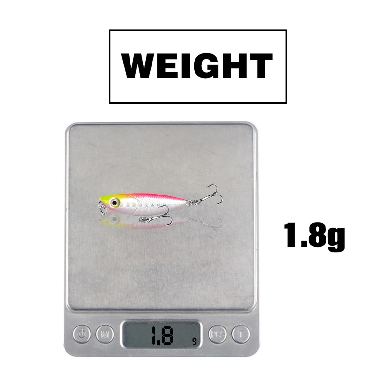 Señuelos duros de Pike para pesca, cebos artificiales con anzuelo triple, aparejos para nadar, 1 unidad, 4,5 cm, 1,8g