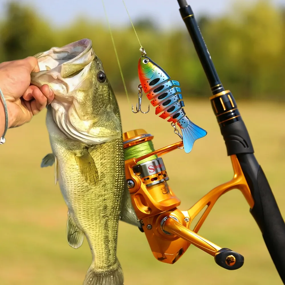 Señuelo articulado Sougayilang mostrado junto a sus especificaciones