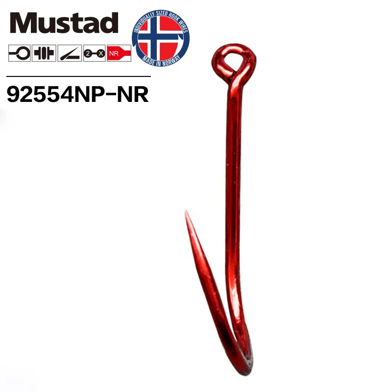Mustad Big Red 2X SUICIDE Anzuelo de pesca compensado de punto triangular ultrapunto de acero con alto contenido de carbono, 6 # -8/0 # ,92554NP-NR - imagen 5