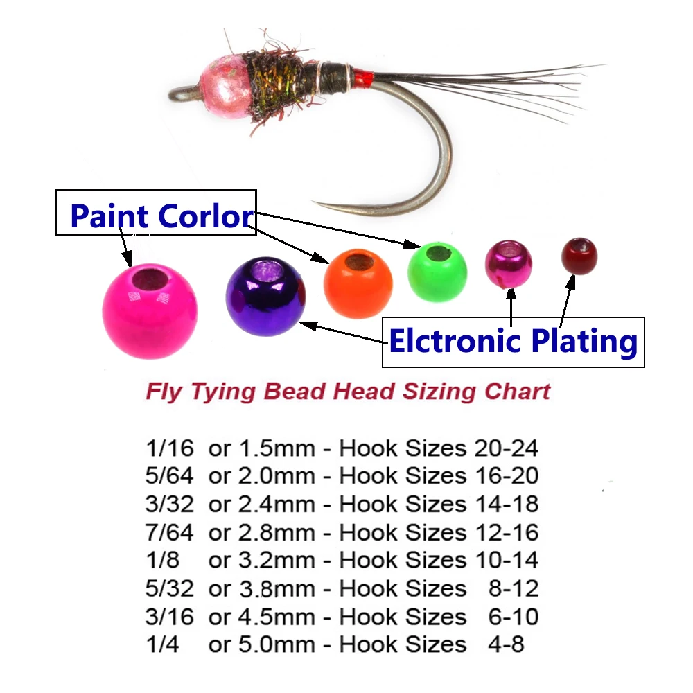 Bimoo 20 piezas 1,5mm-3,8mm Material de atado de moscas con cuentas de latón para fregadero rápido cabeza de cuentas ninfas moscas húmedas Streamer trucha Señuelos de pesca cebos - imagen 2