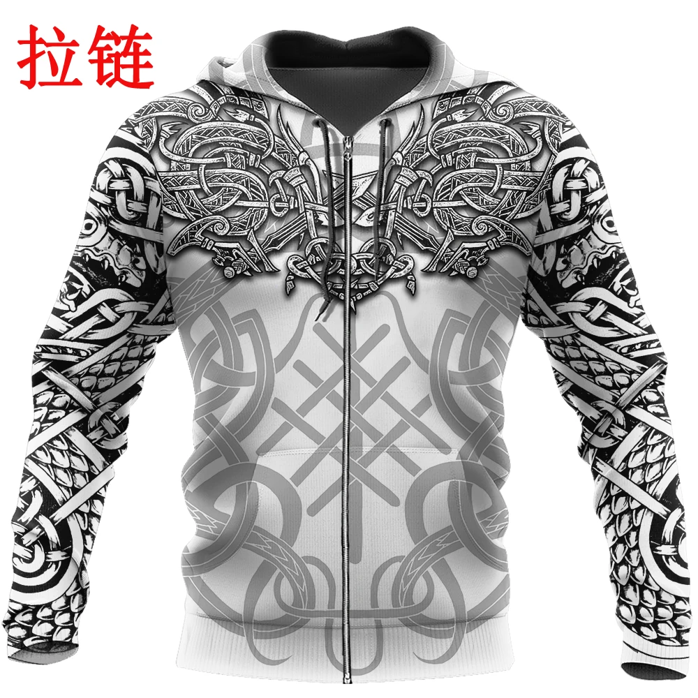 Armadura dragón tatuaje arte 3D impreso Unisex Deluxe Sudadera con capucha hombres sudadera ropa de calle jersey con cremallera chaqueta Casual chándal KJ0282 - imagen 4