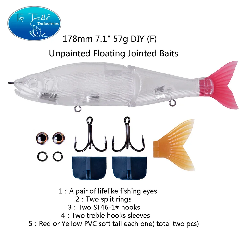 Swimbait sin pintar, señuelo de pesca artesanal, cebo articulado CF, flotante de hundimiento lento, 148mm, 178mm, Sección de superficie - imagen 4