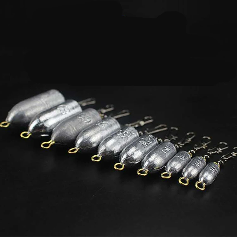 Accesorios de aparejos de pesca, plomo hacia abajo con conector, cadena de peso, doble anillo, forma de polea, 6g-100g - imagen 2