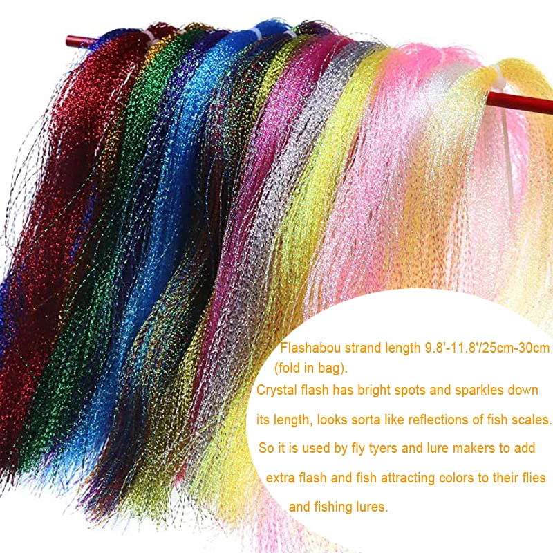 Bimoo-oropel de cristal Flashabou Krystal, Streamer de atado de moscas, ninfa, agua salada, moscas secas, Sabiki, materiales de Rigs intermitentes, 16 paquetes - imagen 2