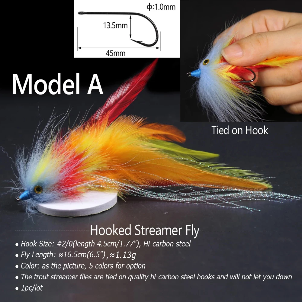 Bimoo 1 pieza # 2/0 nueva trucha Steelhead salmón Pike Streamer mosca para agua de mar pesca con mosca moscas señuelo conohead tubo moscas gran Streamer - imagen 4