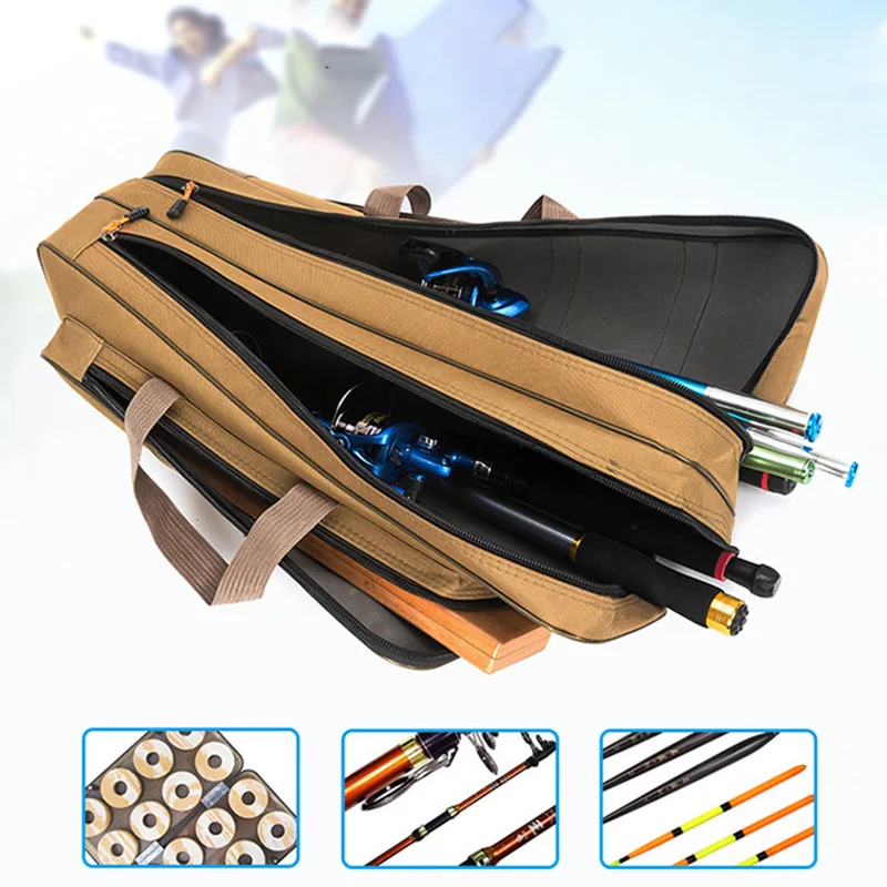 Bolsa portátil para caña de pescar, bolsa impermeable 1200D, sección corta, una sola capa, doble capa, 40-80CM, X633G - imagen 3