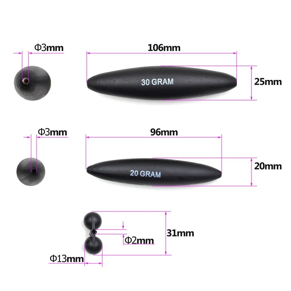 MNFT-flotador subacuático negro y pesca, doble sonajero, 20g/30g, flotador en línea EVA, aparejos de pesca - imagen 3