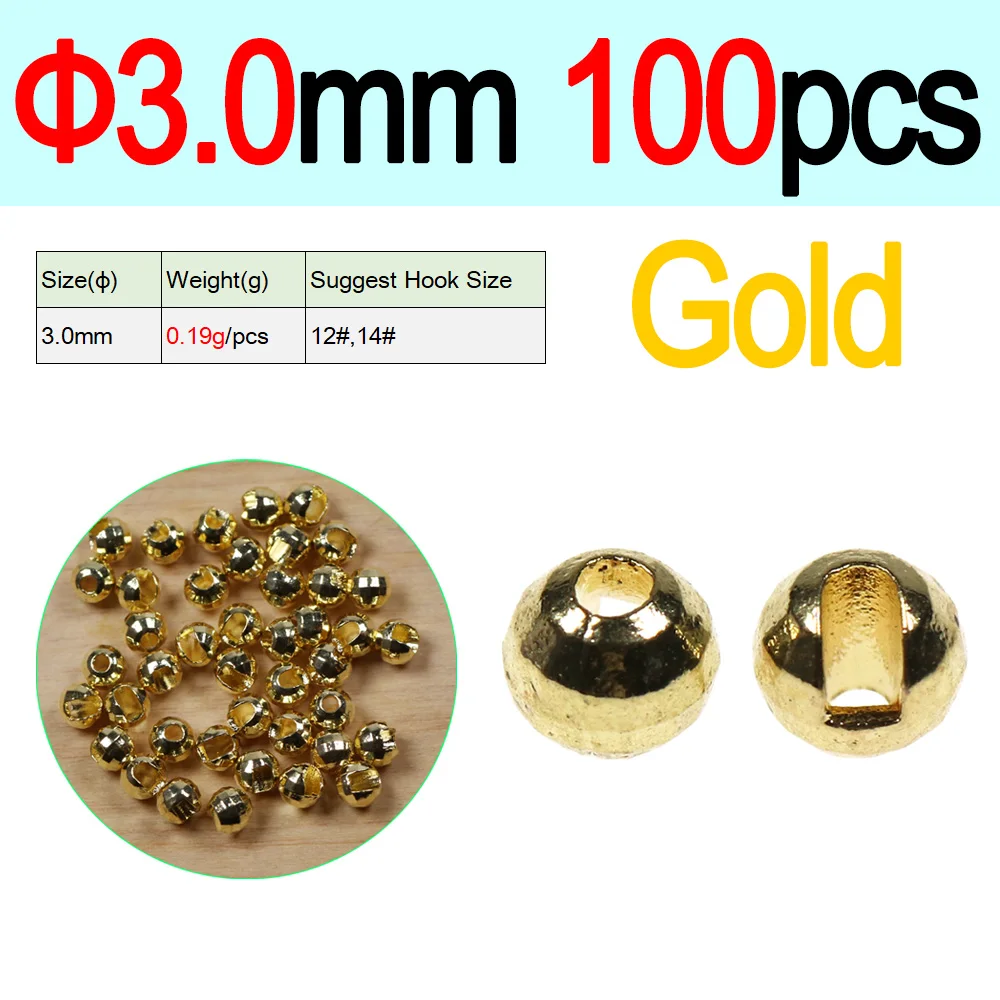 100pcs 3.0mm Gold