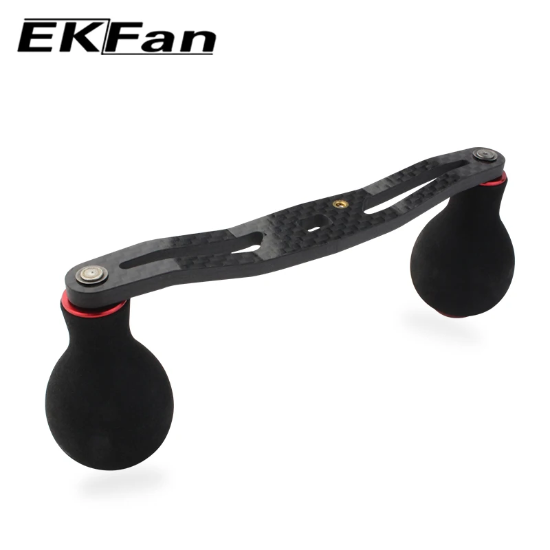 EKFan-perilla EVA negra con agujero de 121mm, 8x5mm de longitud, mango de carrete de pesca de fibra de carbono para Baitcasting, balancín de carrete de pesca - imagen 2