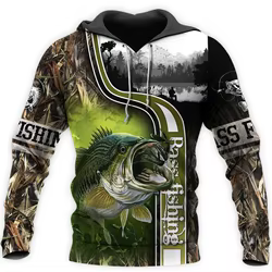 Sudadera Bass Fishing 3D con capucha – Moda Harajuku unisex