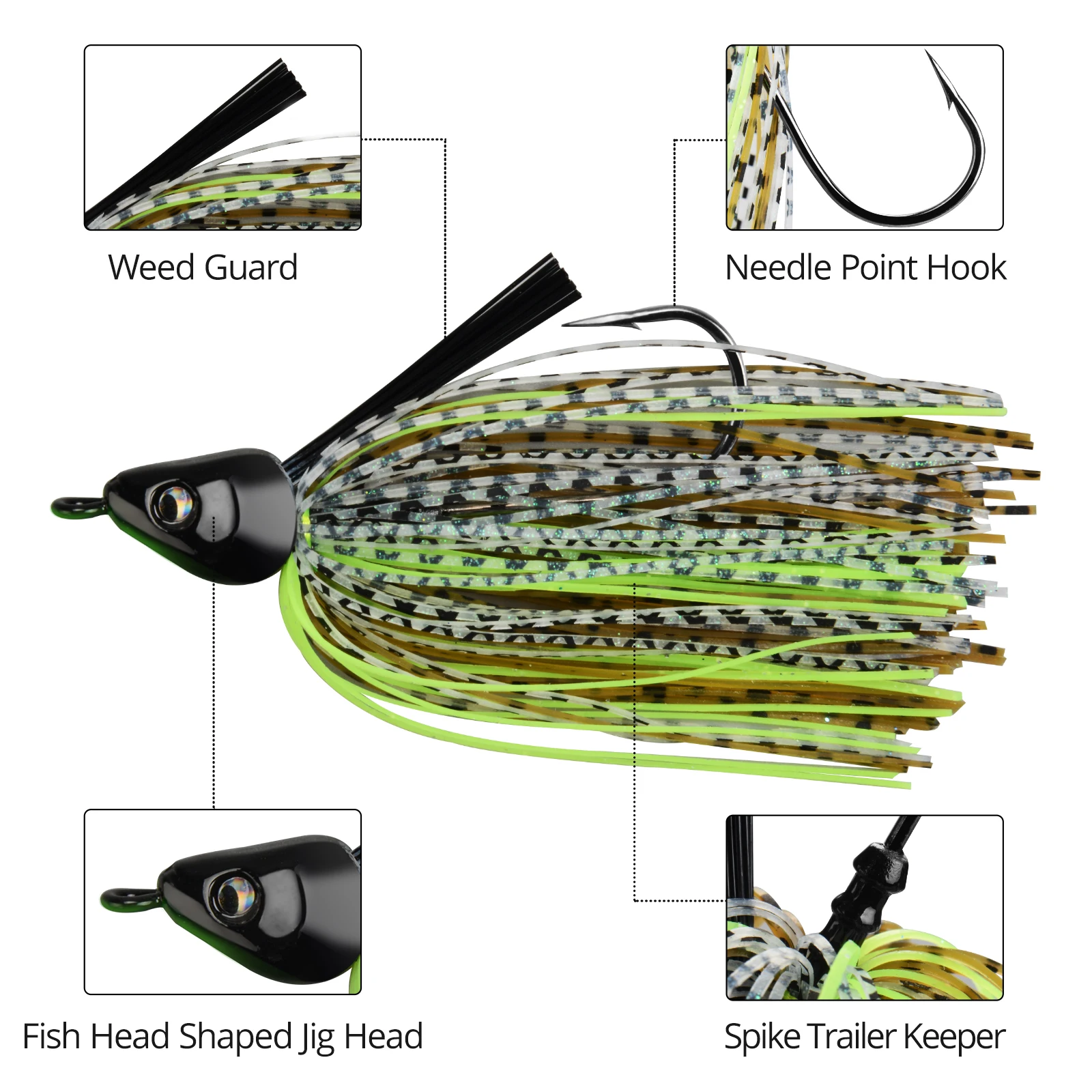 KastKing-Kit de anzuelos de natación, juego de Señuelos de Pesca, faldas de silicona multicolor para agua fangosa y transparente, paquete de 3/5, 14g, 10,6g - imagen 3