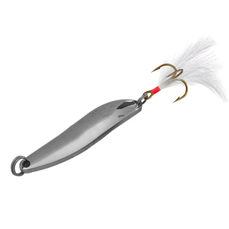 Señuelo de pesca de Metal, cuchara giratoria de lentejuelas con pluma, gancho triple, cebo duro, herramienta de señuelo de lago de mar, Wobblers 7g/10g/13g/18g/21g, 10 piezas - imagen 3