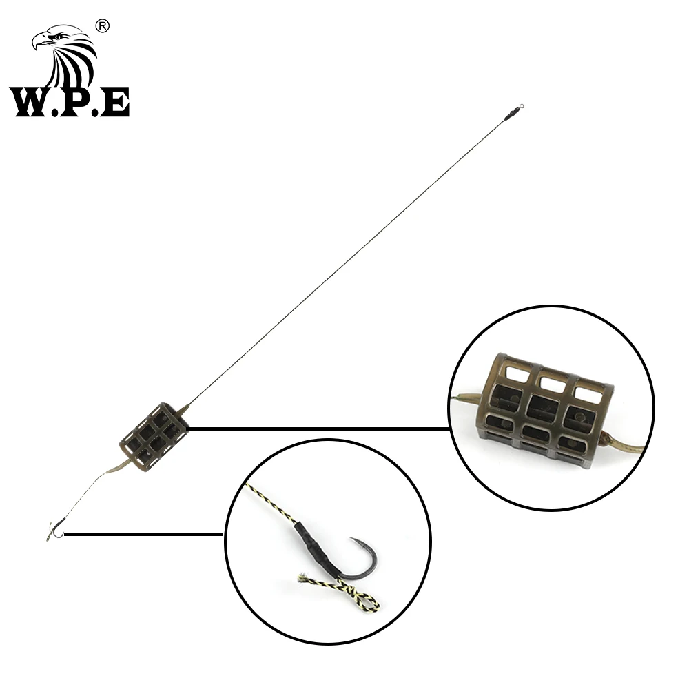 W.P.E 1 Uds. Grupo de anzuelos de pesca de carpa 30g/40g/50g/60g/70g línea trenzada de núcleo de plomo Europa juego de aparejos de anzuelo de carpa con aparejos de anzuelo afilados - imagen 2