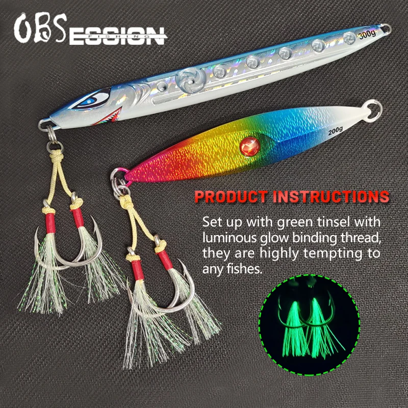 Anzuelo de pesca de plumas de acero de alto carbono, 2 unids/bolsa, individual, doble púas, anzuelo de ayuda, 2/0, 3/0, 4/0, 5/0 - imagen 5