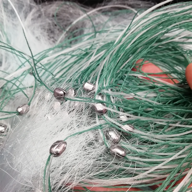 Red de pesca de nailon, malla de tres capas, transparente, blanca, con trampa flotante para peces, monofilamento, longitud de 43M x 1,3 M, 1 pieza - imagen 2