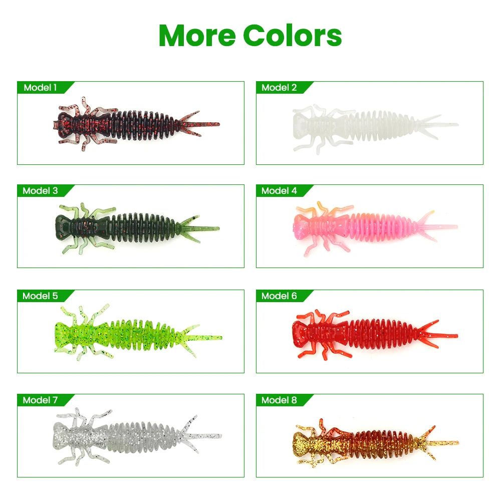 DNDYUJU Larva 10 unids/lote 55mm y 1,4g de libélula de pesca gusano señuelos señuelo de Jigging pesca cebos artificiales aborda señuelos - imagen 2