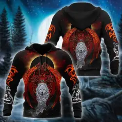 Sudadera unisex con capucha y cremallera – Estampado 3D dragón lobo
