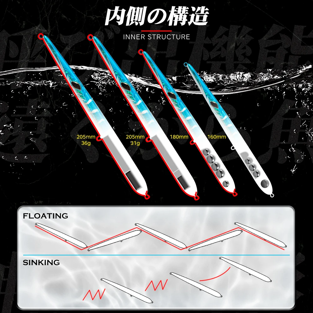 Hunthouse Stylo 210 Spinning Leurre Stickbait aguja lápiz señuelo de pesca de mar 205mm 31g flotante 36g Garfish de hundimiento lento Lw118 - imagen 3