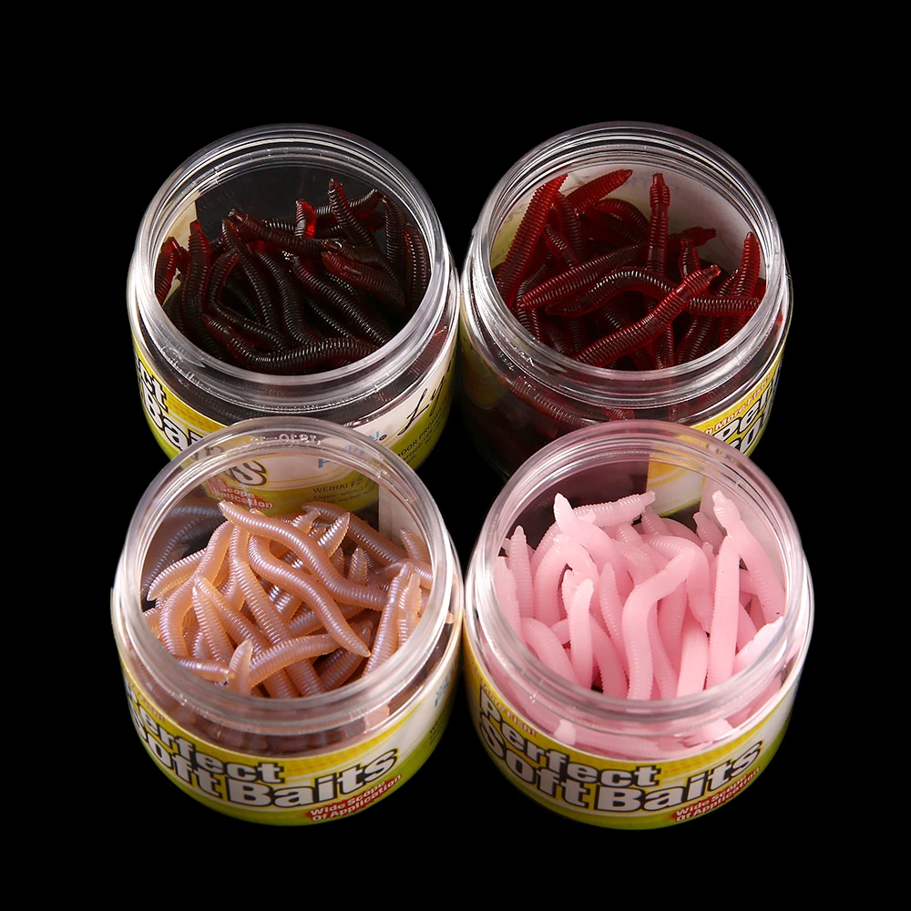 FSTK 50 unids/lote señuelo suave simulación de pesca lombriz gusanos rojos señuelo de pesca artificial aparejos peces realistas huecos de camarones señuelos - imagen 4