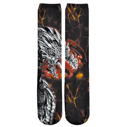 PLstar Cosmos Calcetines de dragón estampado 3D hasta rodilla unisex