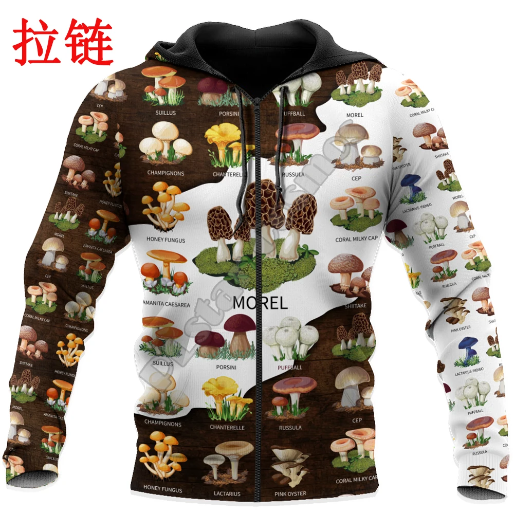 Sudadera con capucha de otoño para hombre con estampado 3D del mundo de caza de setas comestibles, ropa de calle Unisex, chaqueta informal con cremallera, jersey KJ551 - imagen 5