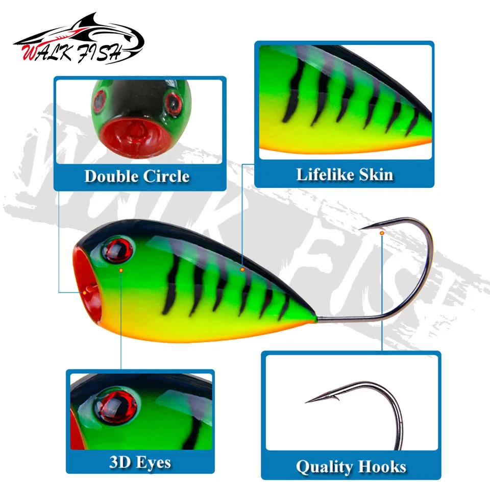 WALK FISH-señuelo de pesca de 8cm y 12,9g, cebo duro Artificial con anzuelos individuales, flotante - imagen 5