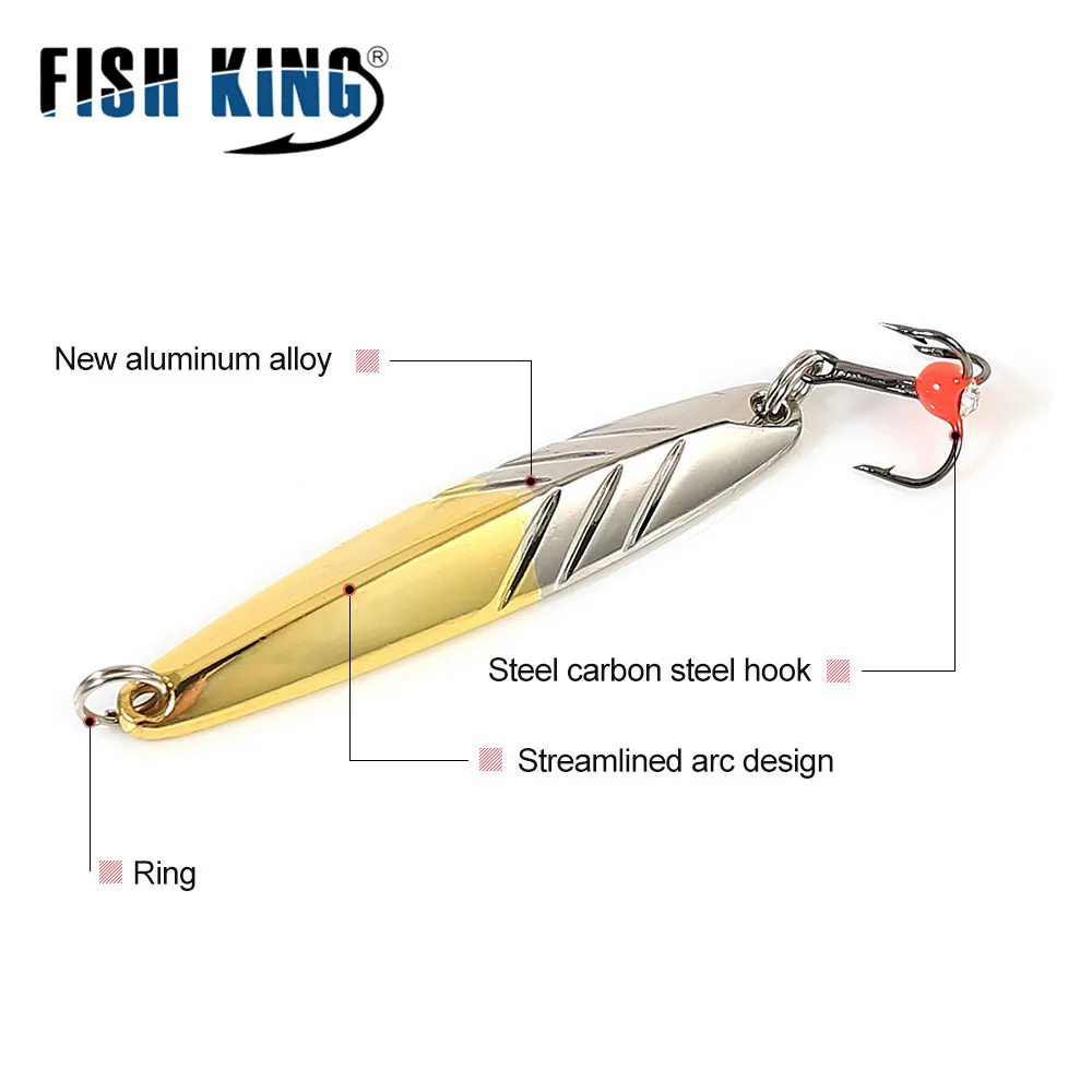 FISH KING-señuelo de pesca Artificial duro, accesorios de pesca en hielo, cuchara de Metal, 5/10/15g, Wobblers