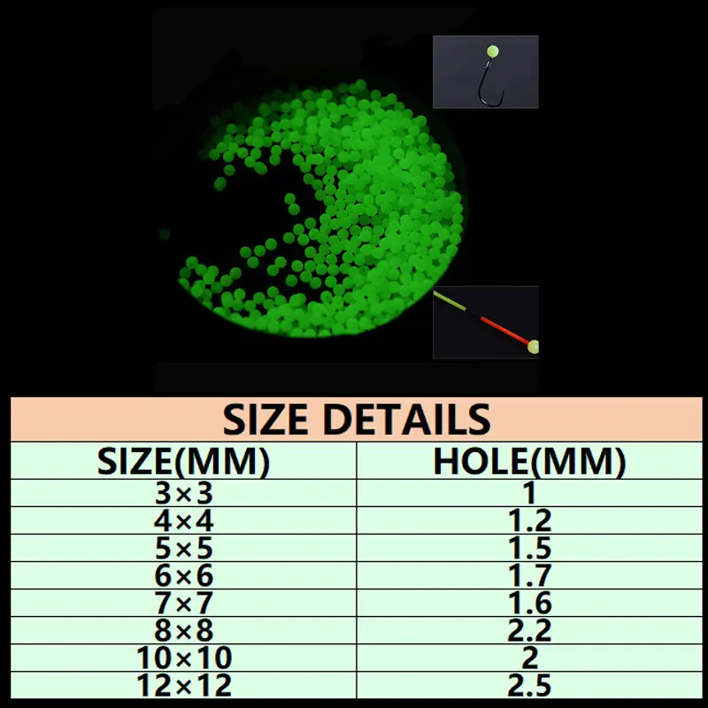 Cuentas de pesca luminosas de goma suave, accesorios para señuelos, bolas de fregadero brillantes, color verde y rojo, 100 Uds. - imagen 3