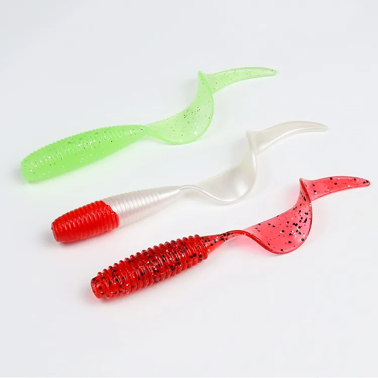 Señuelo de pesca Grub, hoz grande, cola única, cebo suave, cabeza de anzuelo, gusano, 3cm/4cm/5cm/6cm/7cm, señuelos artificiales de fundición larga, lote de 50 piezas - imagen 3
