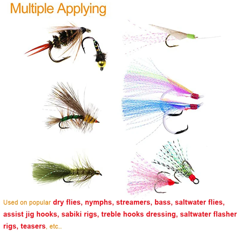 Bimoo-oropel de cristal Flashabou Krystal, Streamer de atado de moscas, ninfa, agua salada, moscas secas, Sabiki, materiales de Rigs intermitentes, 16 paquetes - imagen 3