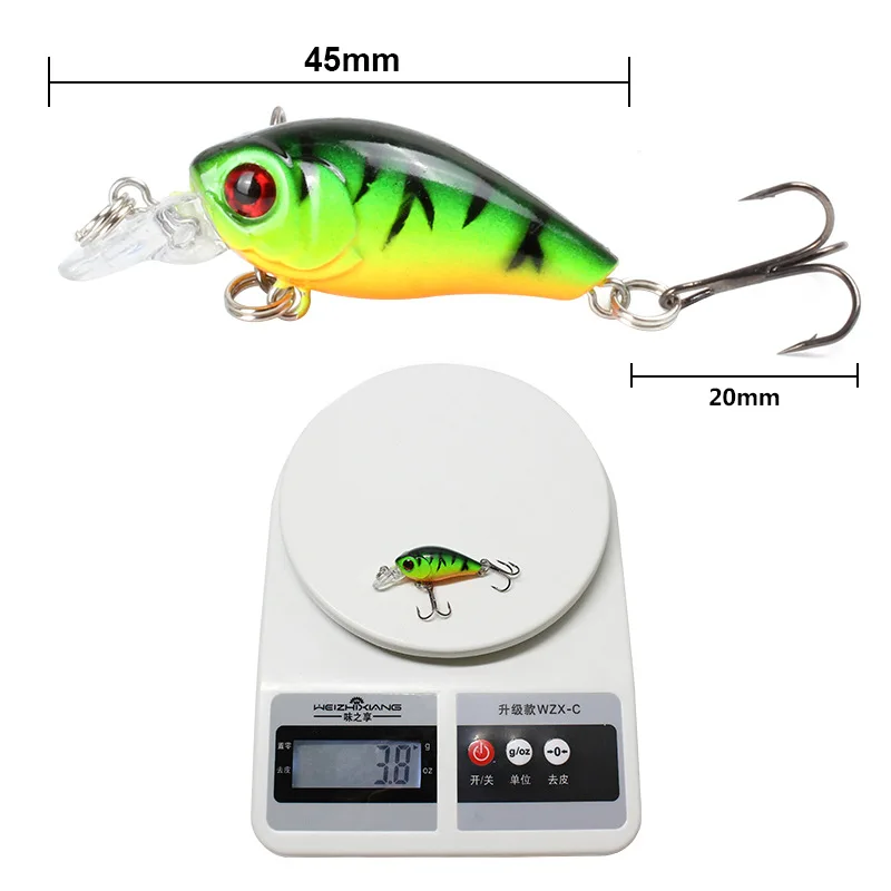 JIUYU-señuelo flotante de 45mm y 3,8g, Wobbler de manivela para pesca de Lucio, Crankbait, Artificial/duro, pececillos negros - imagen 5