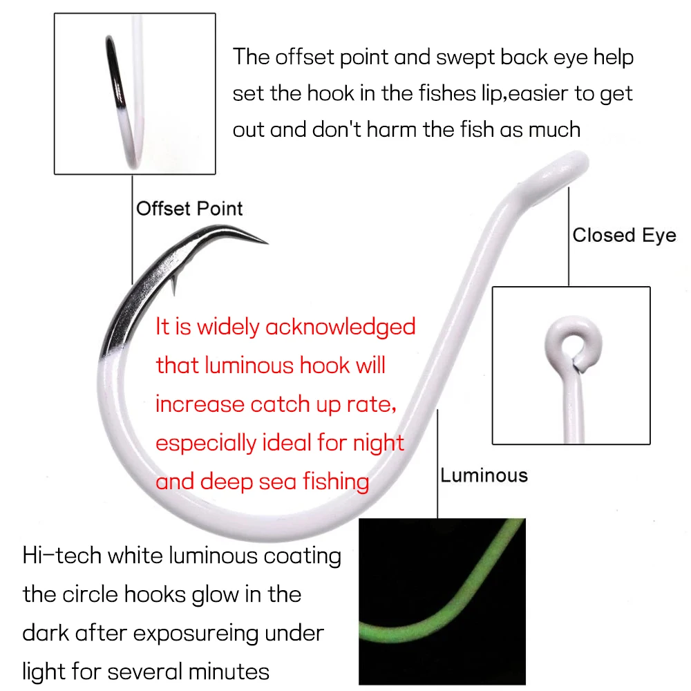 Ellllv 10PCS 1 #   - Gancho circular pesado de níquel negro 9/0, anzuelo de pesca de agua salada de acero rico en carbono para bagre, pargo, malta, atún - imagen 5