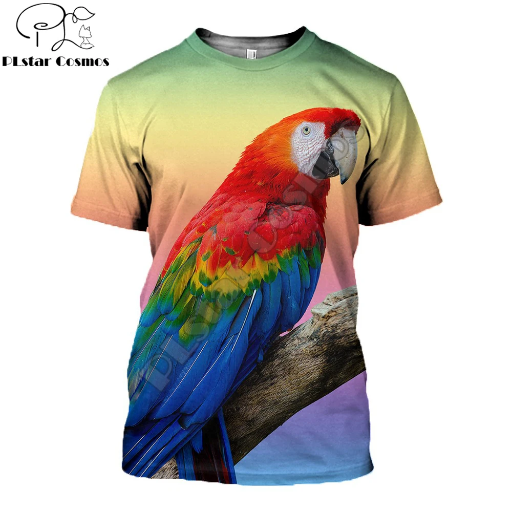 2025 verano Cool Hipster hombres camiseta amor Animal hermoso loro impresión 3D Camiseta de manga corta Unisex Casual tops TX219 - imagen 2