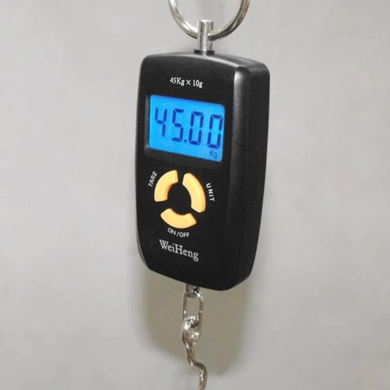 Mini báscula colgante de mano, balanza Digital LCD de 45kg/10g, gancho de maleta de bolsillo para pesca, peso de equipaje - imagen 5