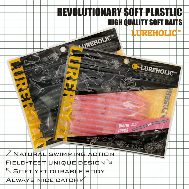 LUREHOLIC Senko Worm 10 Uds 11cm 4,5 "para Neko Rig wacky rig Gemany Material de PVC resistente suave gran cebo de natación de plástico suave señuelo