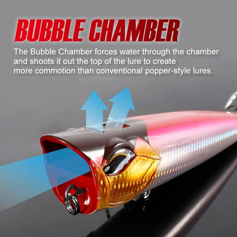 NOEBY 1 pieza 190mm/129g 15cm/86g 12cm/41g Topwater Popper Bubble Jet Popper cebo Wobblers para GT atún señuelo de pesca de mar - imagen 5