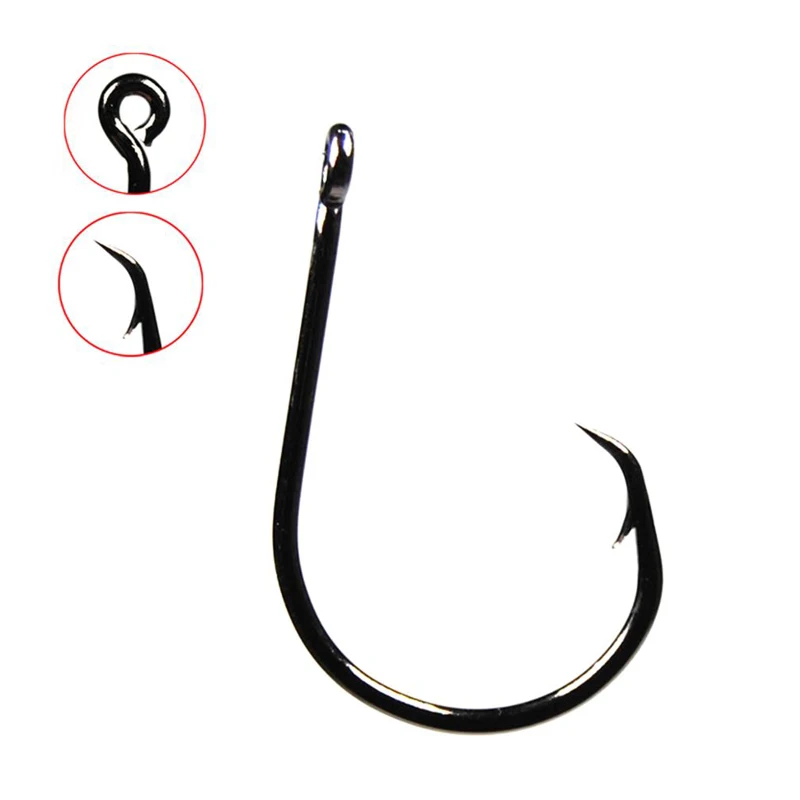 Anzuelo de mar en línea, gancho circular de acero con alto contenido de carbono, para agua salada, 1, 1/0, 2/0, 3/0, 4/0, 5/0, 6/0, 7/0, 8/0, 9/0, 10/0, 50 piezas - imagen 2