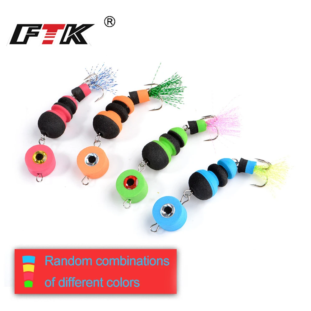 FTK-señuelo de pesca de insectos mandula, 4 Uds., con pluma, cebo Artificial suave de múltiples articulaciones, Swimbait de espuma, anzuelo triple, Lucio, Wobbler - imagen 2