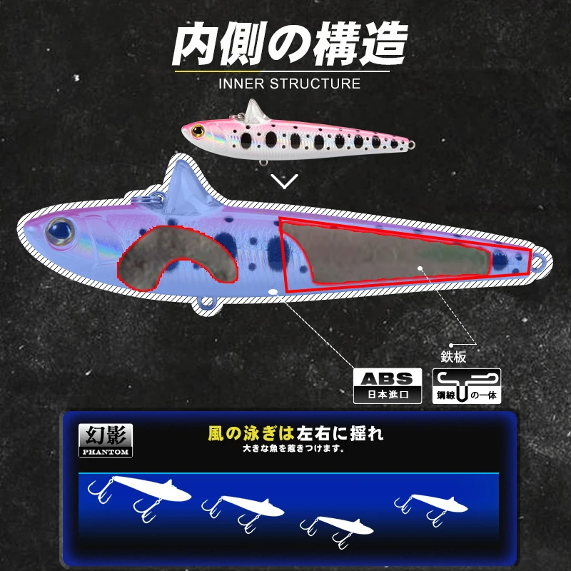 Señuelos VIB de pesca de lubina D1, 100MM, 30g, Wobblers artificiales de hundimiento duro, cebos de hielo de agua salada para trucha, pargo, Lucio, aparejos de invierno - imagen 4