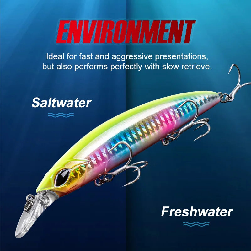 Señuelo de pesca NOEBY Minnow, 110mm, 19g, Jerkbait flotante de fundición larga, Wobblers, cebo duro Artificial, Lucio, trucha, Señuelos de pesca - imagen 5