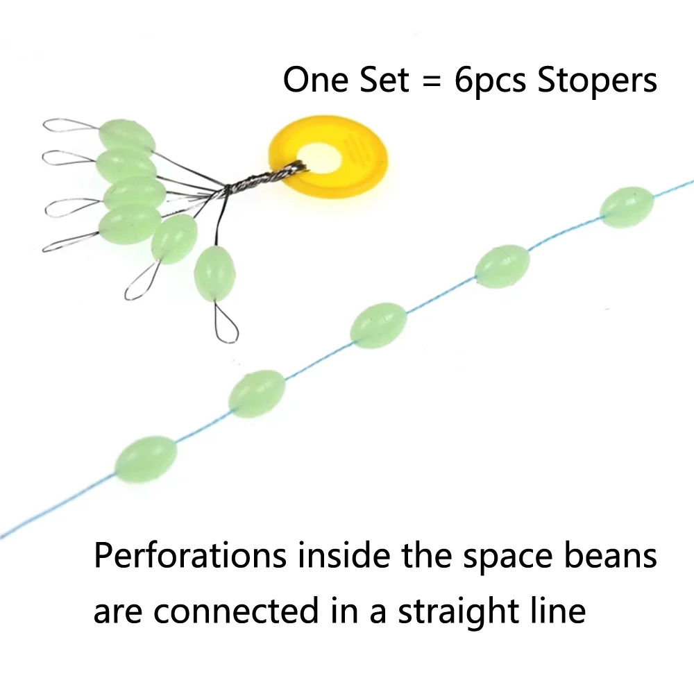 8 juegos = 48 Uds. De topes de gran tamaño, cuentas de amortiguación de goma suave luminosas para equipos de pesca de agua salada, accesorios de pesca prácticos - imagen 5