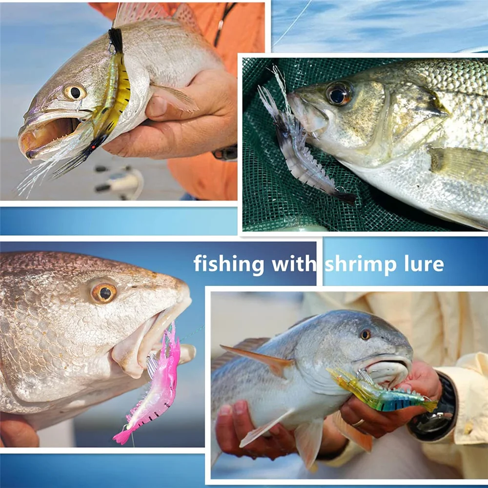 Cebo suave luminoso de silicona para pesca de camarones, plantilla de 8cm y 5g, Wobblers para lubina, señuelo con anzuelo brillante, Swimbait Artificial, trucha salmón, 1 Uds. - imagen 5