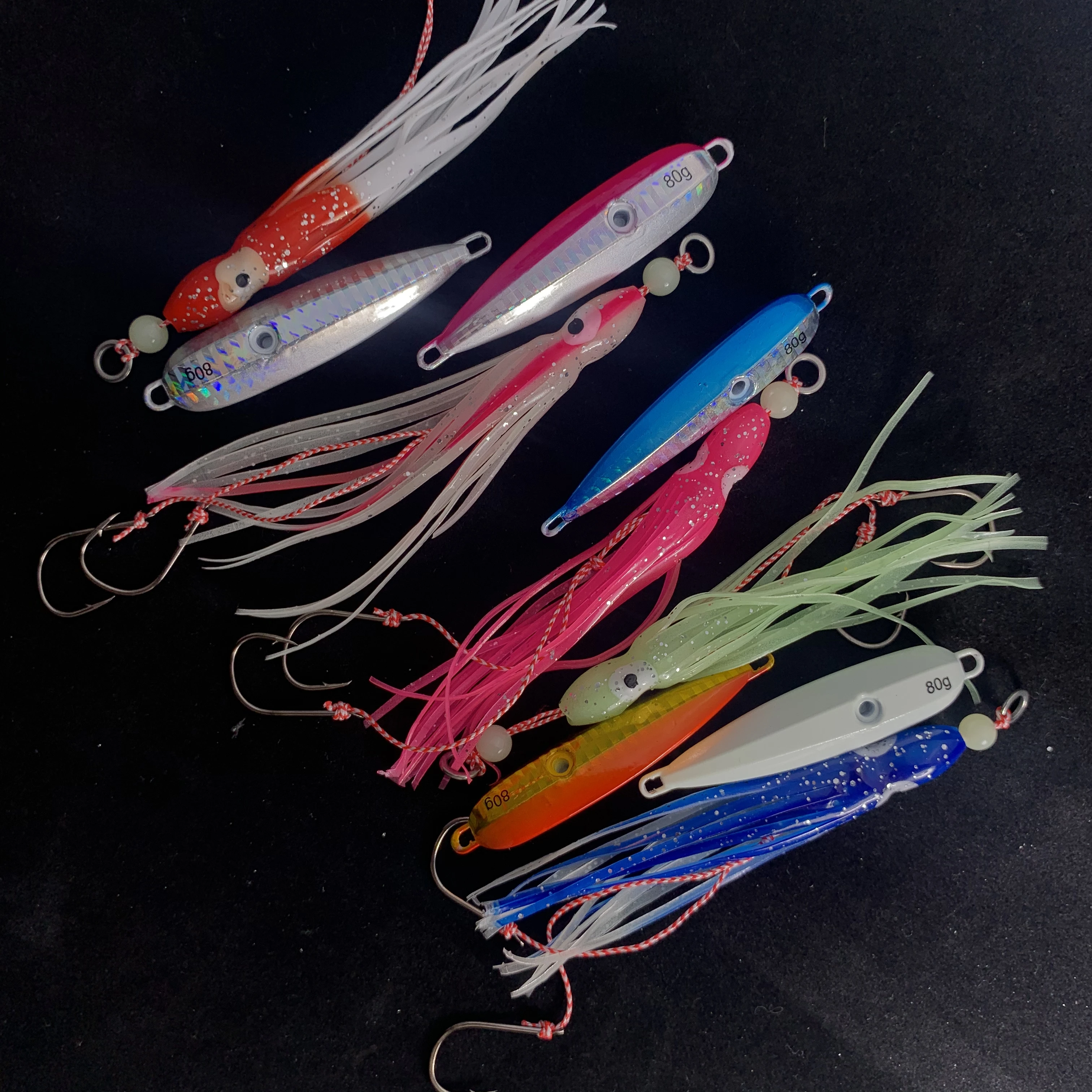 OBSESSION-caja de señuelos de Metal duro, conjunto de señuelos de plantilla de Inchiku de 80g, 100g, 120g y 150g, Tai Rubbers Kabura Slider Jig con ganchos de asistencia, 5 uds. - imagen 4