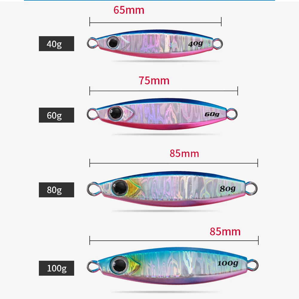 Jiggingpro-señuelos deslizantes de velocidad, 40g, 60g, 80g, 100g, plantilla de fundición, Señuelos de pesca para verano 2021, cebos falsos, cebo Artificial