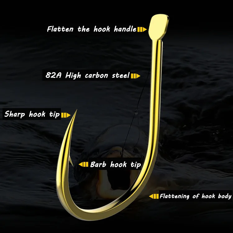 Anzuelo de pesca a granel, accesorio de pesca de carpa, con púas de oro negro y carbono, objeto grande, 500 Uds. - imagen 5