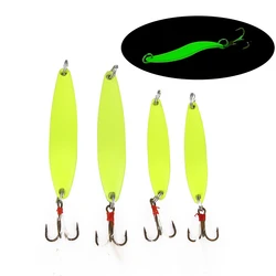 Cebo giratorio de Metal luminoso, señuelo de Pesca duro, lentejuelas con ganchos de plumas, aparejos de Pesca de lubina Wobbler, 5g, 7g, 10g, 13g, 1 ud.